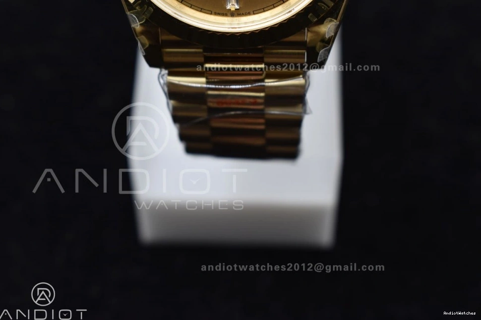 GMF 904L Diamond A3255 Gain YG 723 DayDate President On Weight GoAnywhere Markers Gold Dial Steel 40 V Bracelet 1021